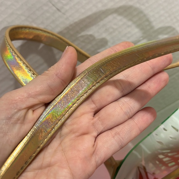 Lilly Pulitzer bag with hot pink neoprene tote bag insert large green clear - Picture 4 of 7